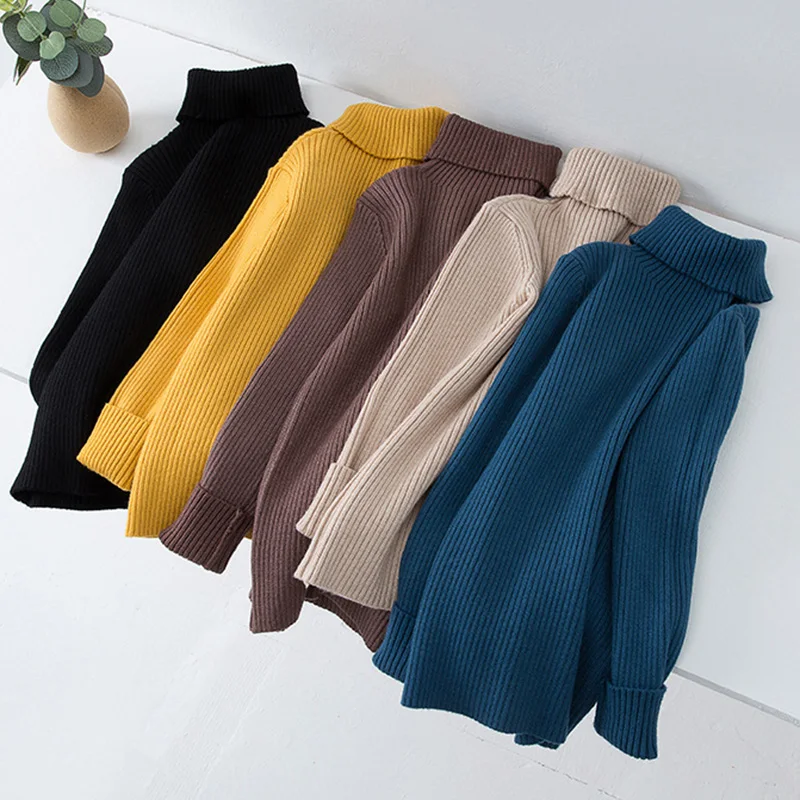 Autum New Baby Boys Girls Sweaters Turtleneck Solid Baby Kids Sweaters Soft Warm Long Sleeve Turtleneck Winter Sweaters Knitwear