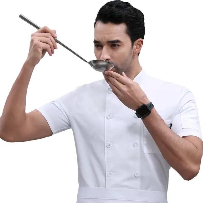 新しいユニセックス通気性シェフ作業服ケータリングホテルレストラン制服半袖長袖キッチンサービス衣装