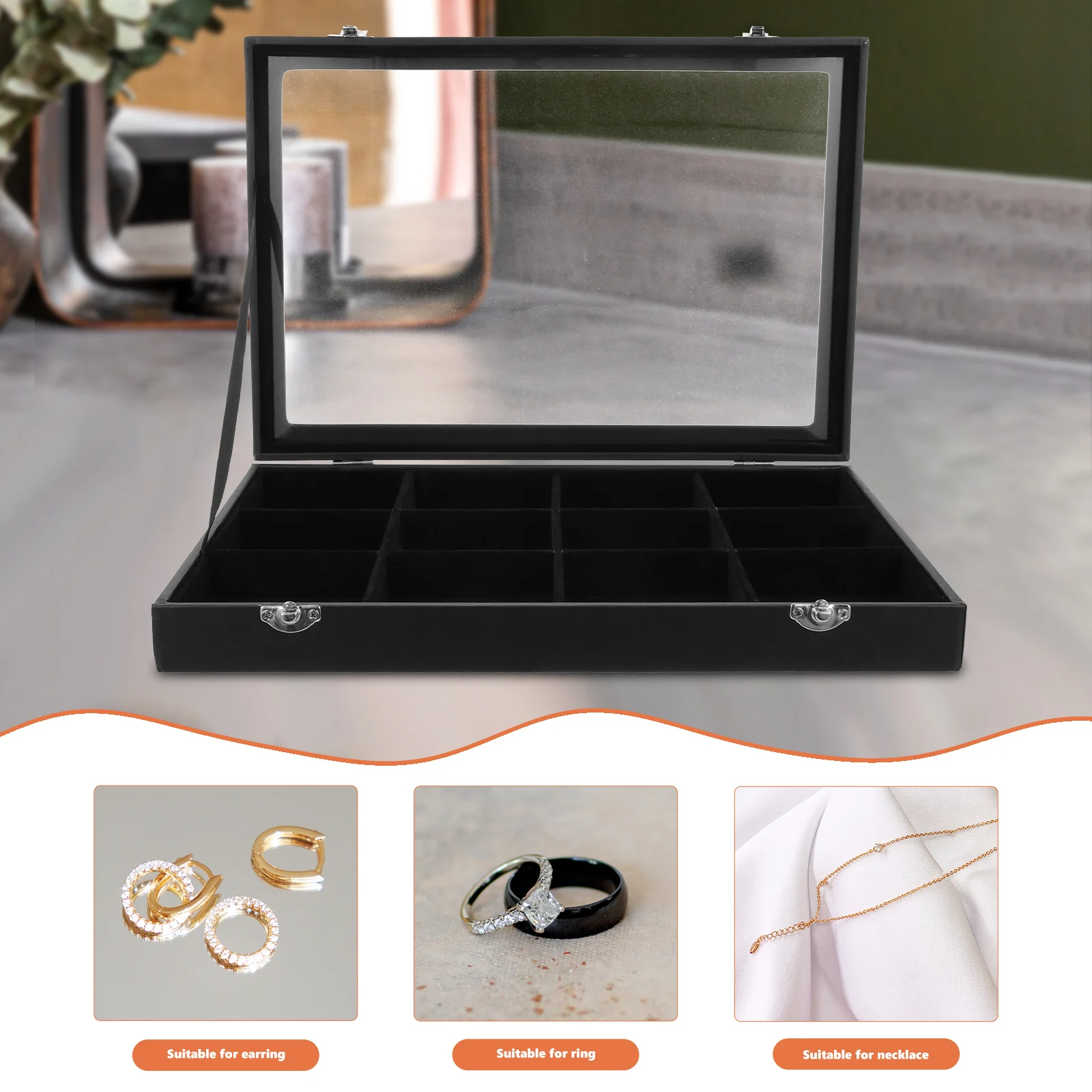 

Jewelry ganizer Box Velvet Acrylic Lightweight Compact Storage Case for Earrings Bracelets Necklaces HomeDecoration Gift