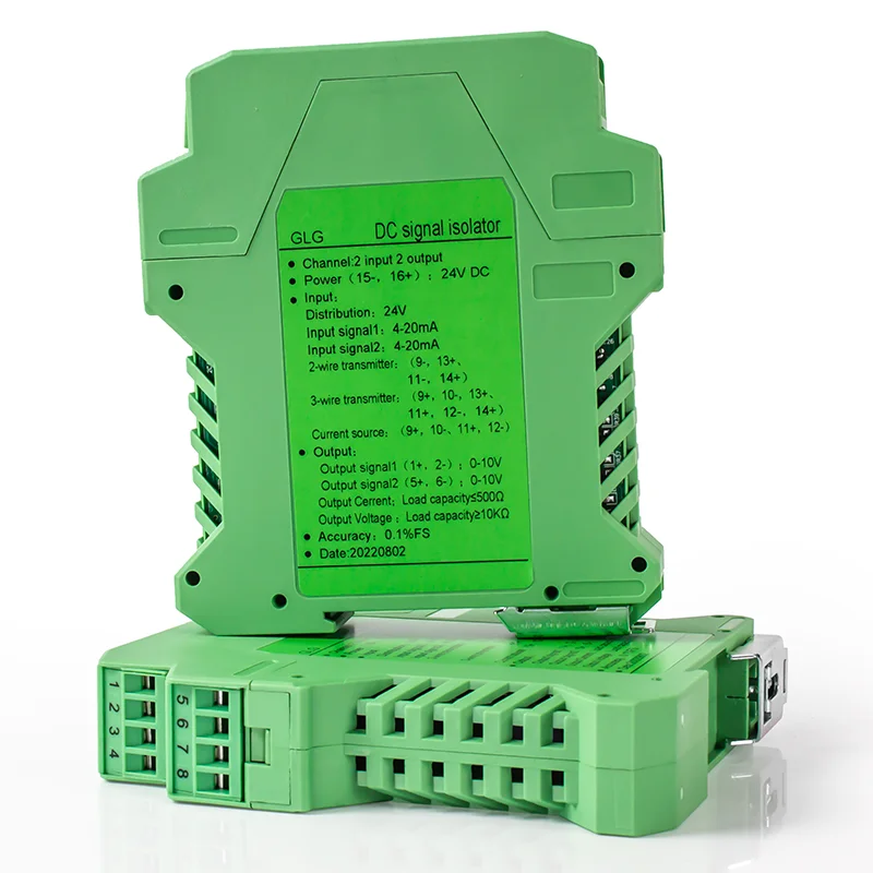 4-20mA naar 0-10V DC24V signaalomzetter DIN-rail 0-10mA 0-20mA naar 0-10V 0-5V 1-5V analoge signaalisolator 1 in 1 uit 1 in 2 uit