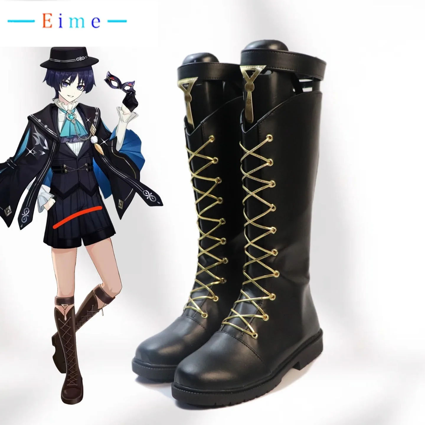 Balladeer Wanderer Cosplay Shoes Game Genshin Impact Cosplay Props Halloween Black Boots PU Leather Shoes Custom Made
