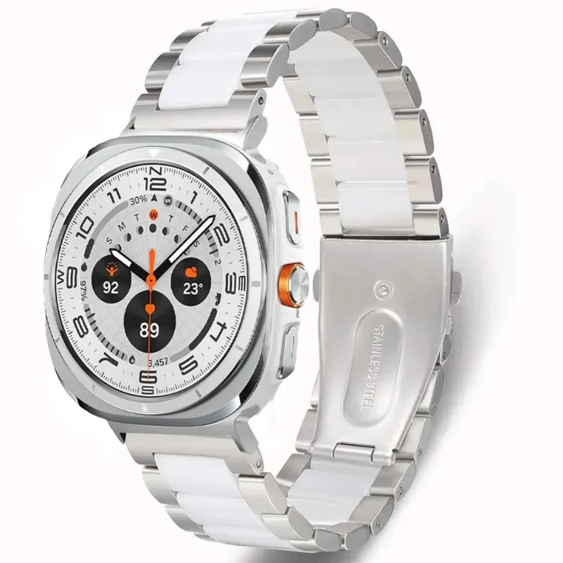 Cinturino in ceramica + metallo per Samsung Galaxy Watch 8 Ultra 47mm Bracciale di lusso Galaxy Watch 8 40mm 44mm Classic 46mm Correa