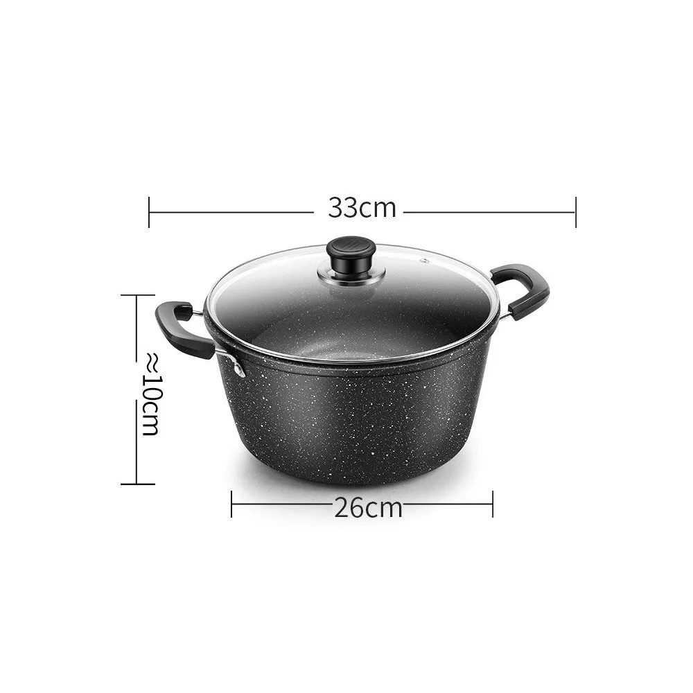 

Universal Maifan Stone Soup Pot Non-stick with Lid Kitchen Cooking Household Two Ears Cookware Gas Induction Cooker