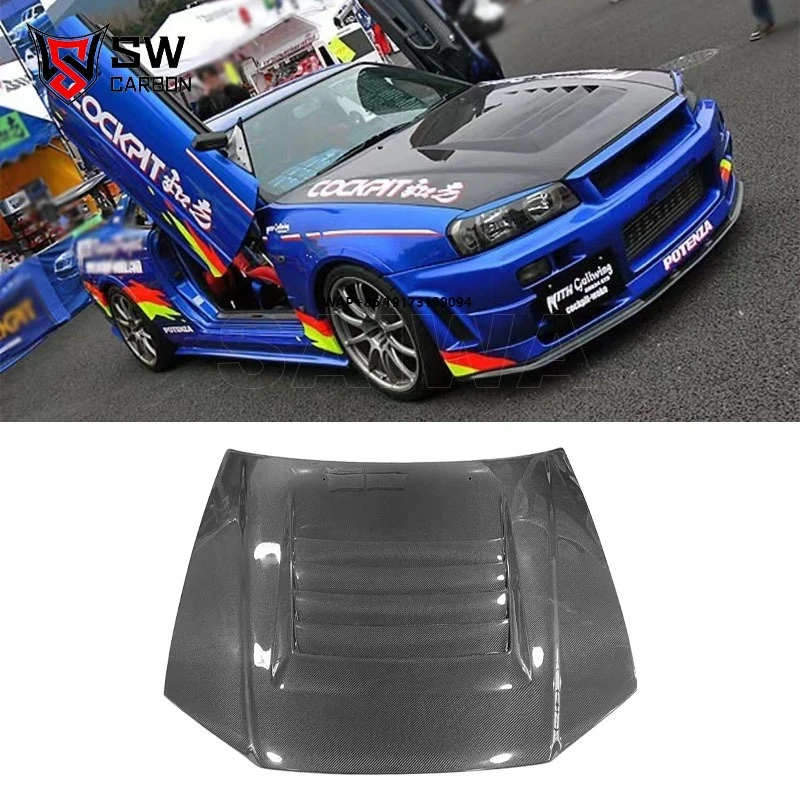 

NS Style Carbon Fiber Hood for R34 GTR High Quality Bonnet Engine Cover Lightweight Car Accessories