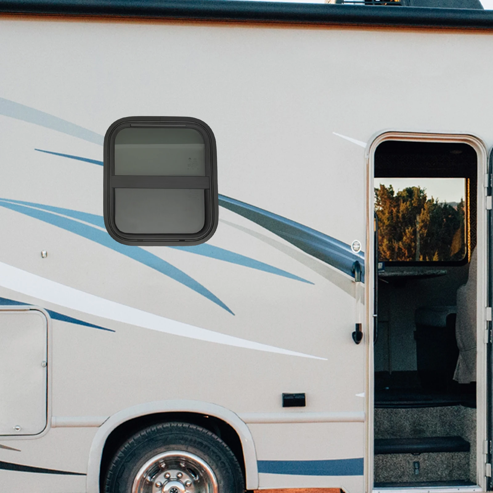 نافذة RV شاشة عمودية منزلقة مضادة للبعوض نفاذية 20% عالية الخصوصية مقاومة للأشعة فوق البنفسجية مقاومة للماء قفل ثابت سهل التركيب