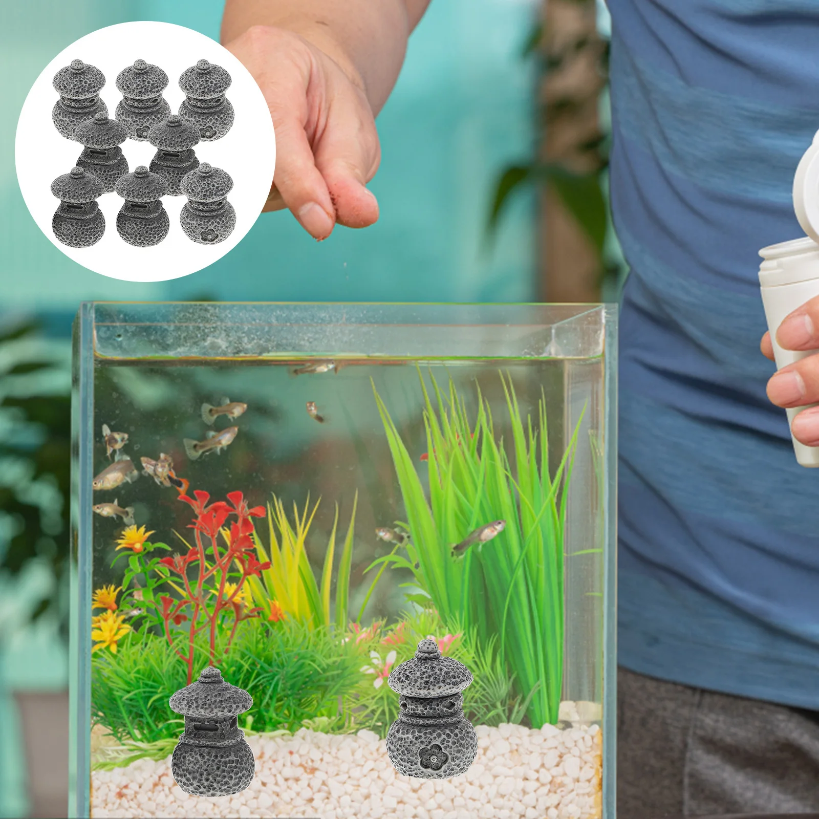 

8Pcs Miniature Pagoda Garden Statue Resin Ornament DIY Micro Landscape Decoration for Succulent Plants Moss Pagoda Garden Statue