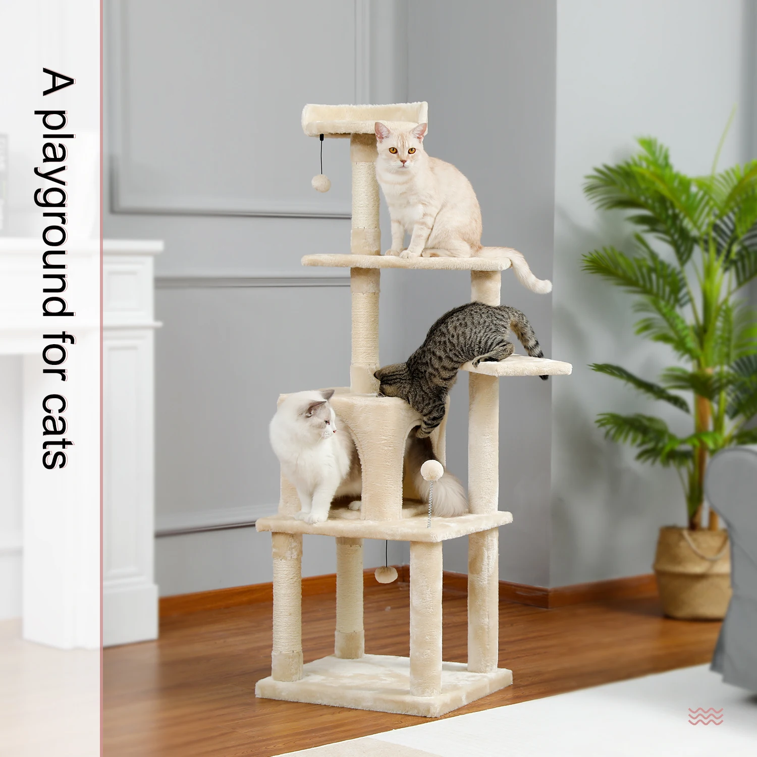 Imagem -06 - Árvore Torre Arranhadora para Gatos Brinquedo para Escalar e Pular Arranhador de Torre para Gatos Brinquedo para Gato Afiar Unhas Árvore de Brinquedo para Animais de Estimação