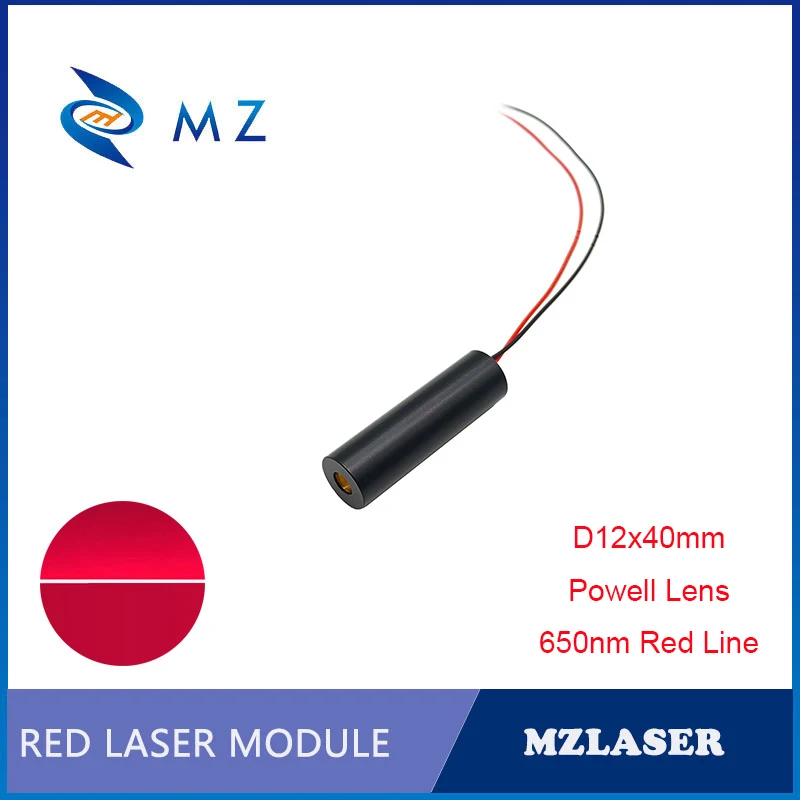 Hot Selling Compact High Stability 650nm 30mw Laser Module D12x40mm 3V Powell Lens Red Line Industrial Grade