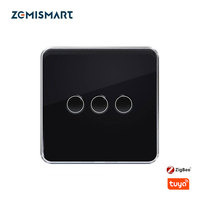 Zemismart Tuya Zigbee Smart Wall Light Switch EU Touch Switch 1 2 3 4 Gang with Neutral Tempered Glass Panel Alexa Google Home