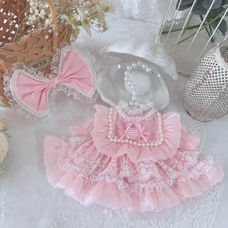 10cm cotton doll clothes 20cm doll princess pink dress, 50cm-55cm reborn doll dress free shipping