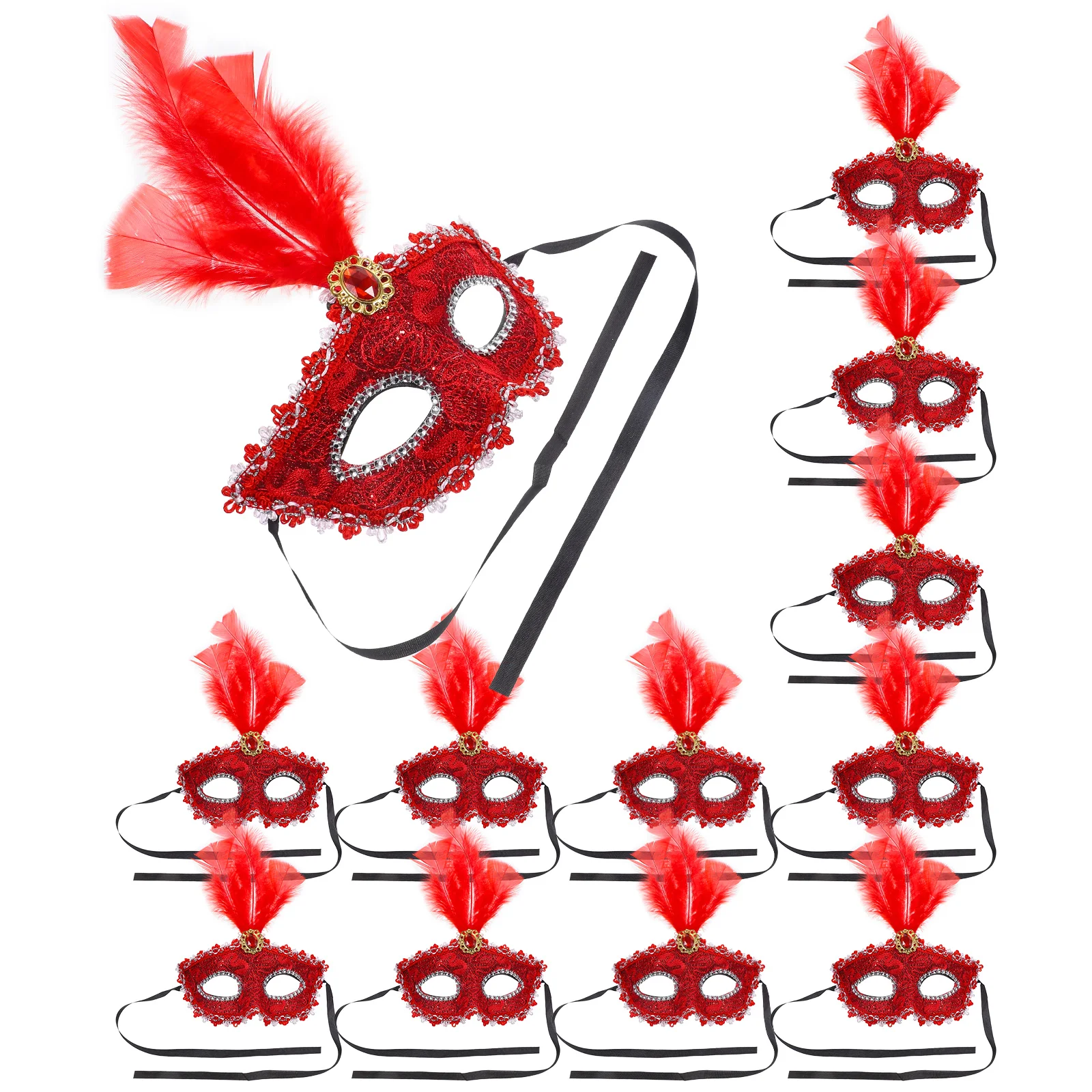 

12 Pcs Unpainted Masquerade Plumes Masks for Women Halloween Carnival Costume Party Accessories Mask Prop Decor