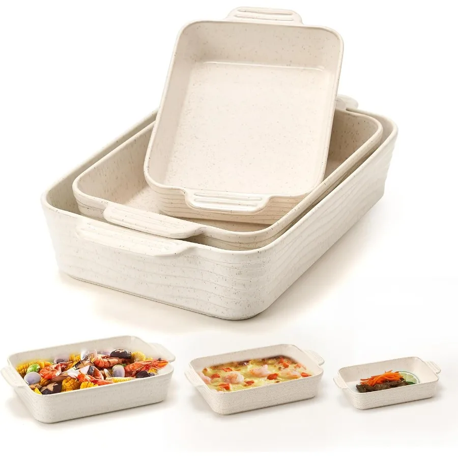 

Керамическая форма для выпечки, набор из 3-х кастрюль для духовки, квадратный фарфоровый набор форм для выпечки с ручками, противень для выпечки Lasagna для Cookin