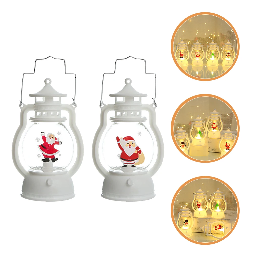2 قطعة فانوس عيد الميلاد Led الديكور عيد الميلاد مصباح للزينة فانوس معلق للمنزل داخلي حفلة البلاستيك ضوء دافئ #6