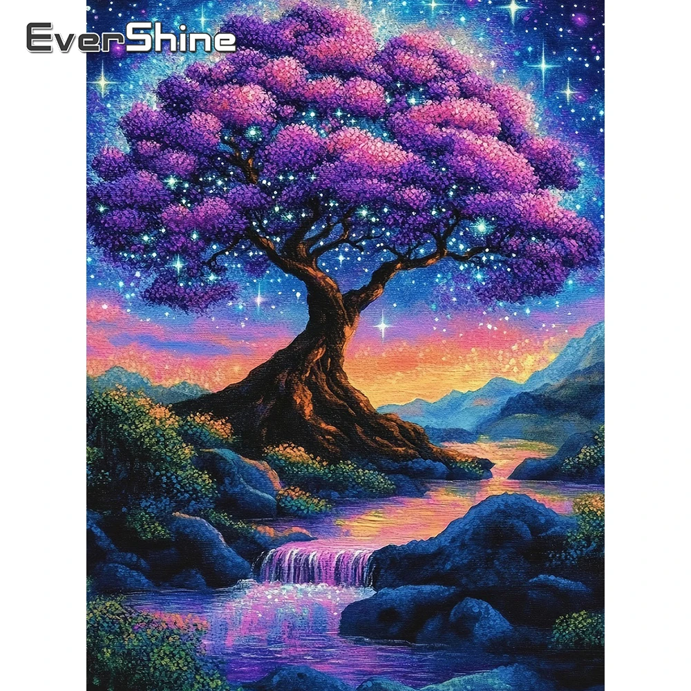 EverShine 5D Diamant-Mosaik Landschaft Vollquadrat-Drucknägel Baum-Bild Strass-Stickerei Berg Heimdekoration