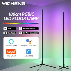 Tuya RGBIC LED Floor Lamp 180CM Smart APP Remote Control Modern Corner Floor Light Ambient Standing Stand Light Home Decoration