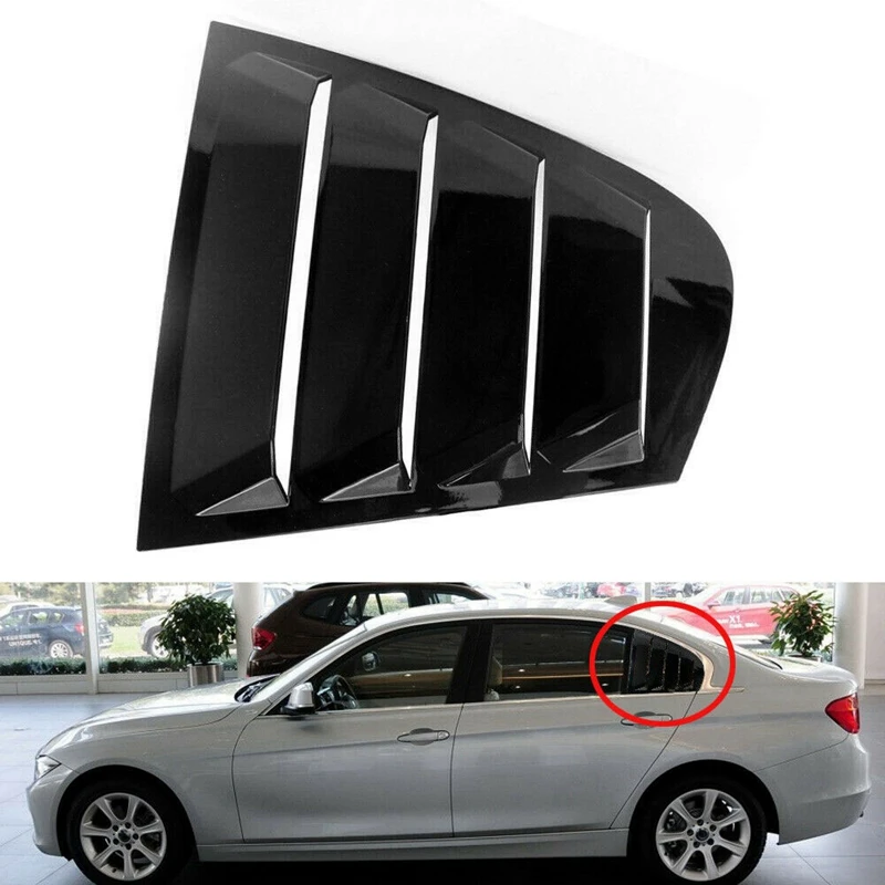 

2X Gloss Black Rear Side Window Louvers Scoop Cover Vent For -BMW F30 3-Series 2012-2016