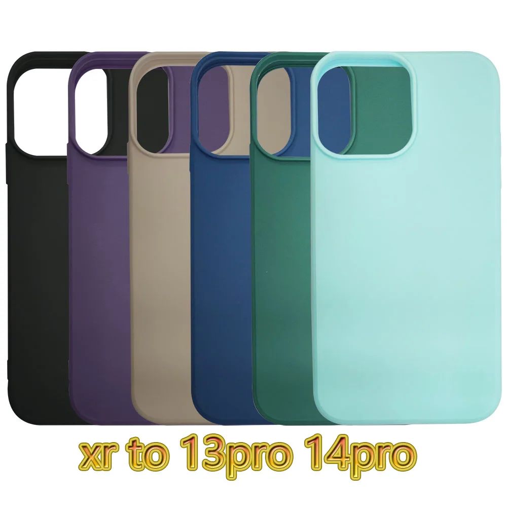 For iPhone XR To 13Pro XR Diy 13 14 15 Pro Silicone Matte Protection Case Soft TPU XR Like 14 15 P Back Cover Phone Case