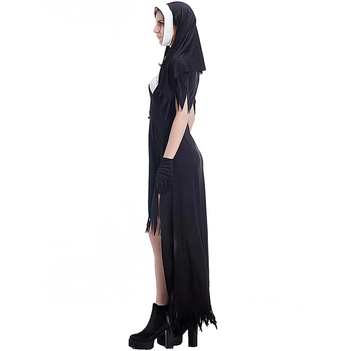 Costume de nonne terroriste pour femme adulte, cosplay effrayant, Halloween