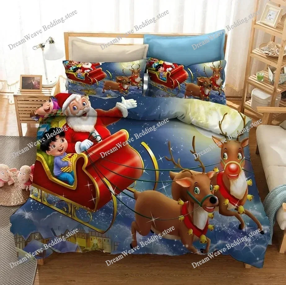 

New Merry Christmas Gift 3D Christmas Santa Bedding Set Queen Twin Single Size Duvet Cover Set Pillowcase Home Textile Luxury963