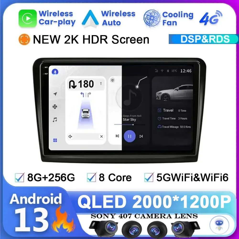 

10.1" For Skoda Superb 2 B6 2008-2015 2din Android 13 System Car Radio Carplay Multimidia Video Player Navigation GPS Head Unit