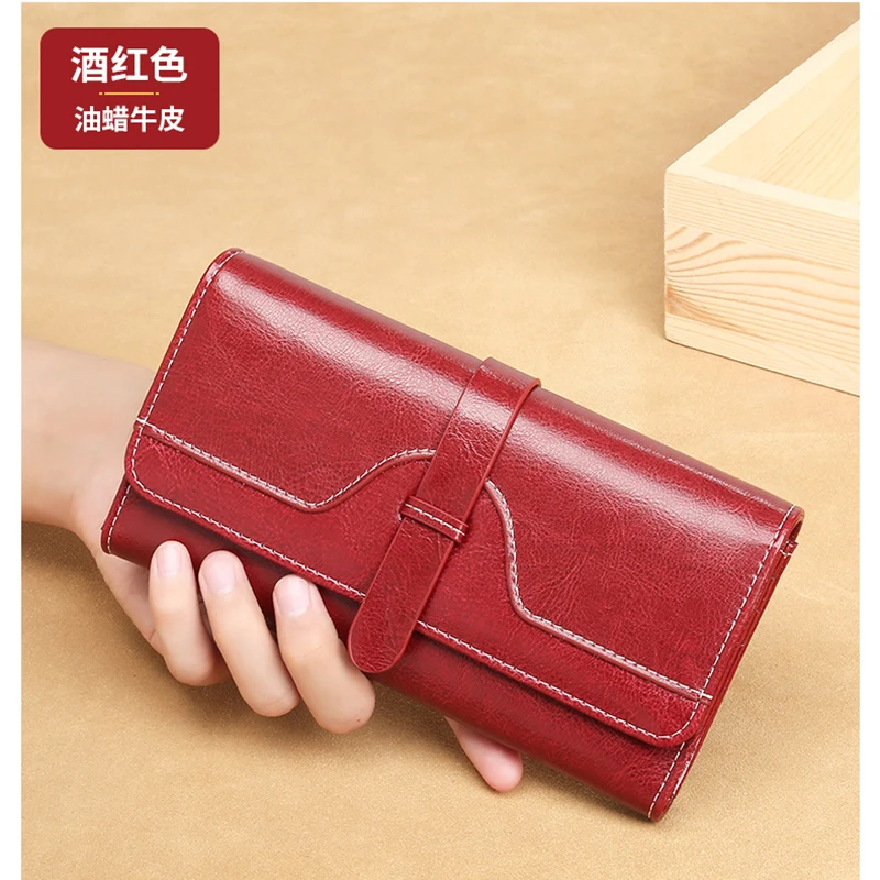 

Hand purse women's long leather simple big capacity one soft leather multi-card function money clip