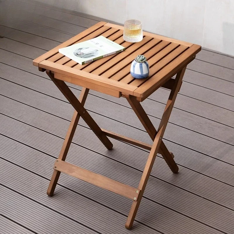Courtyard outdoor camping solid wood table and chairs outdoor milk tea shop café folding table portable picnic picnic table