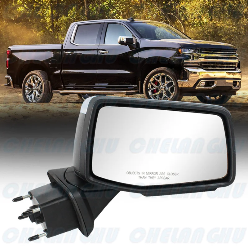 

For Chevrolet Silverado 1500 2019 2020 2021 2022 2023 Right Side 15 Pins chrome Painted Mirror Assembly With Temperature sensor