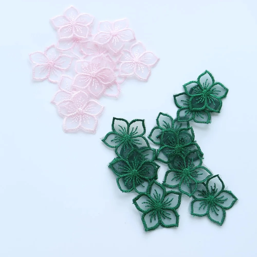 10Pcs/bag Mini Organza Flower Embroidery Patches Fabric Dress Bags Headwear Decorative Lace Stickers DIY Sewing Repair view 3