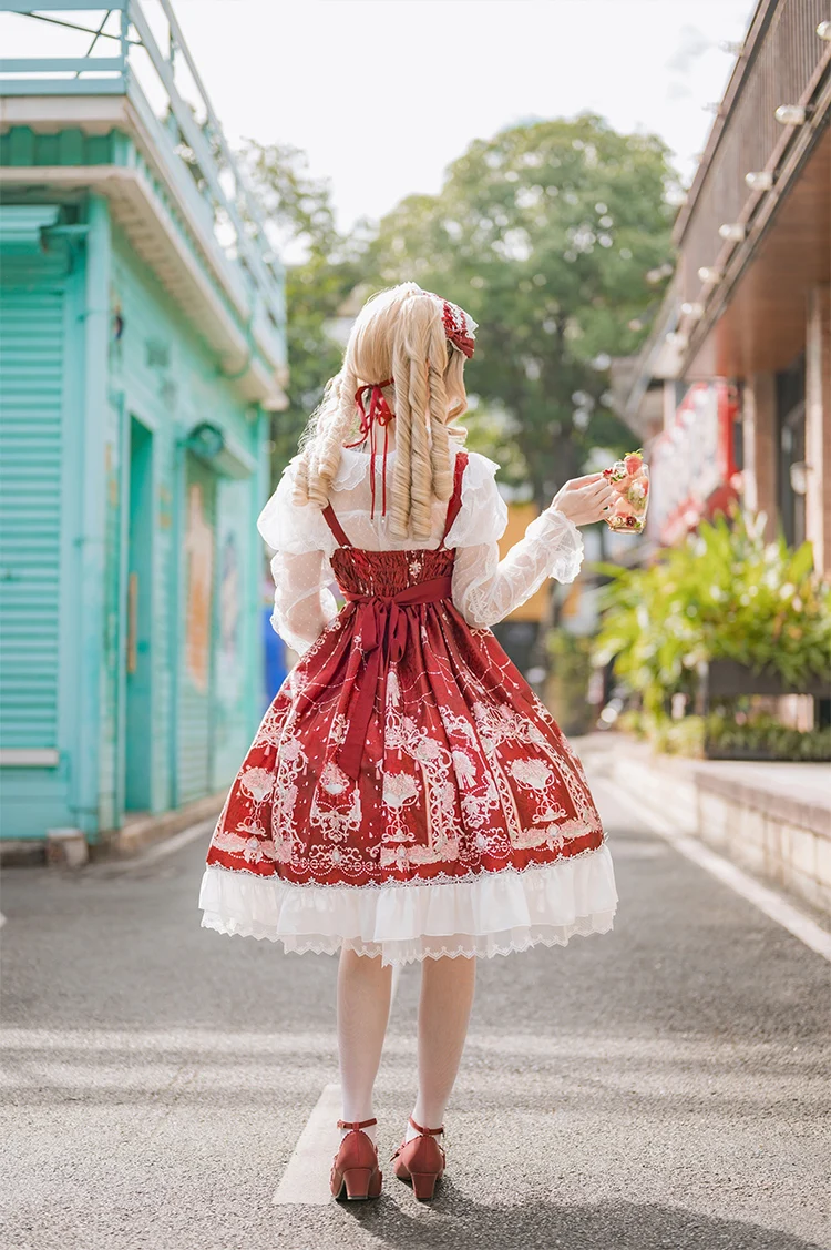 Lolita Dress Nostalgia Vintage Twin Sweet Department Light Tea Party Lolita Flower Wedding Jsk fiorente capitolo di ZJY