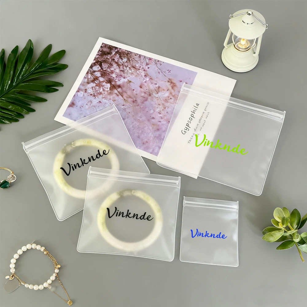 

50/100pcs Custom Logo Earring Necklace PP PVC Packaging Bags Transparent Frosted Ziplock Zipper Bag Jewelry Dust Plastic Pouch