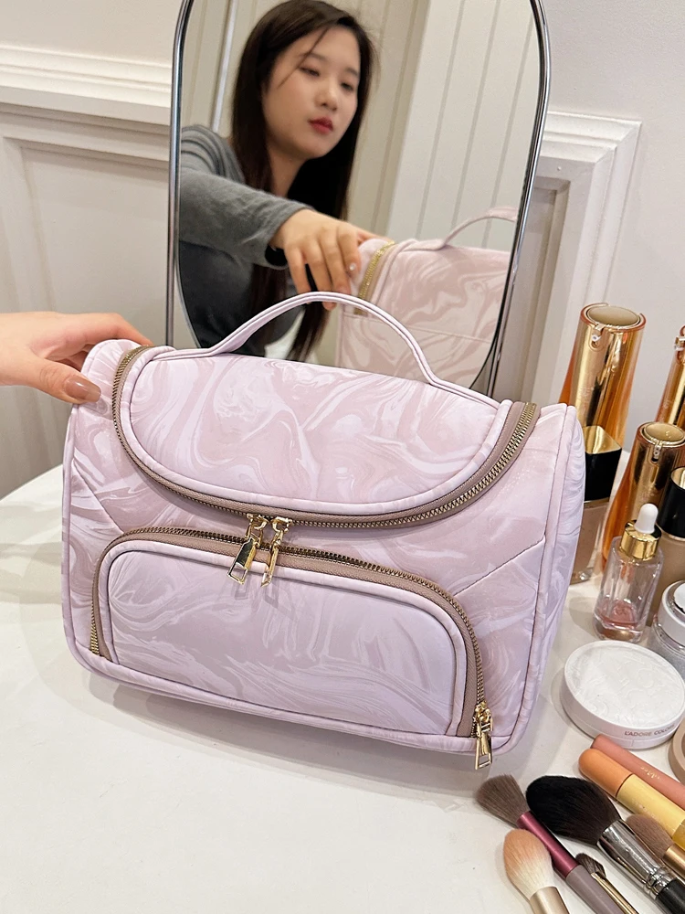 Marble Texture Makeup Bag Women Large Capacity Storage Bag New Fashionable Advanced Sense Travel Makeup Storage Bag Trend