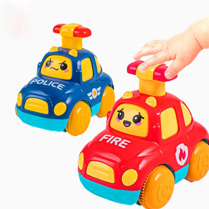 Voitures jouets pour bébés garçons de 1 2 3 ans, cadeau Press and Go, voiture de Police, jouets éducatifs, voitures à tirer, jouets pour tout-petits de 12 à 18 mois