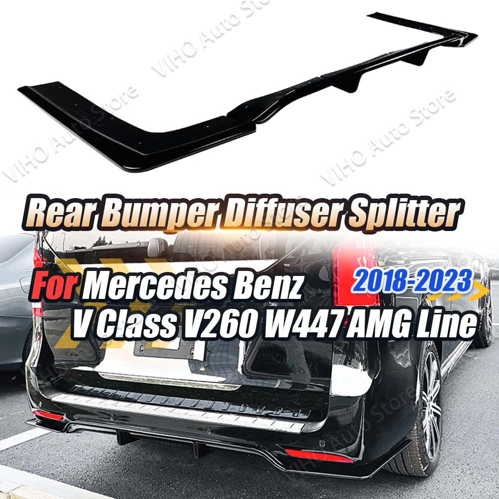 For Mercedes Benz V Class W447 V200 V220 V260 AMG 2018-2023 Car Rear Bumper Side Splitter Lip Diffuser Spoiler Guard Body Kit