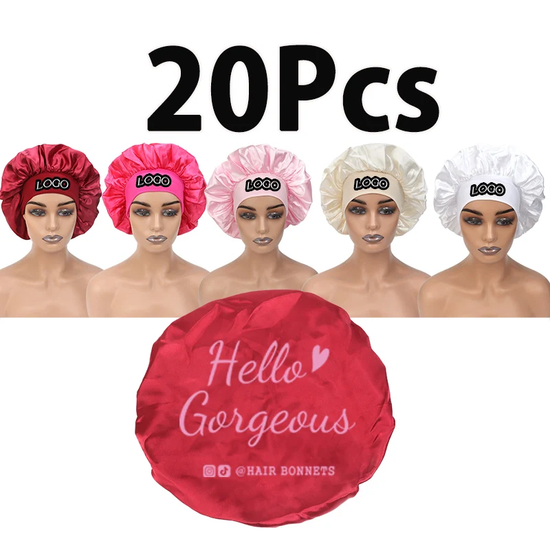 

Satin Bonnet Silk Hair Bonnet For Sleeping To Keep Hair Smooth Healthy 20 Pack Personalized Logo Satin Caps Hair Cover Hat