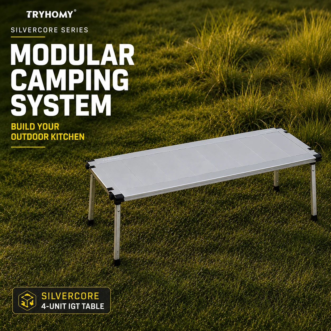 Outdoor Camping Kitchen Table - TRYHOMY SILVERCORE 4-UNIT Modularer IGT Campingtisch,