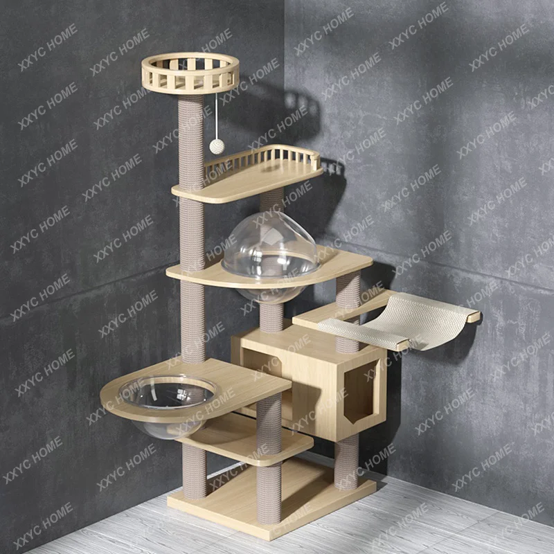 

Cat Climber Cat Cat Climbing Frame Solid Wood Large High-Grade Space Capsule Bowl Cat Nest Cat Tree Integrated cat cage