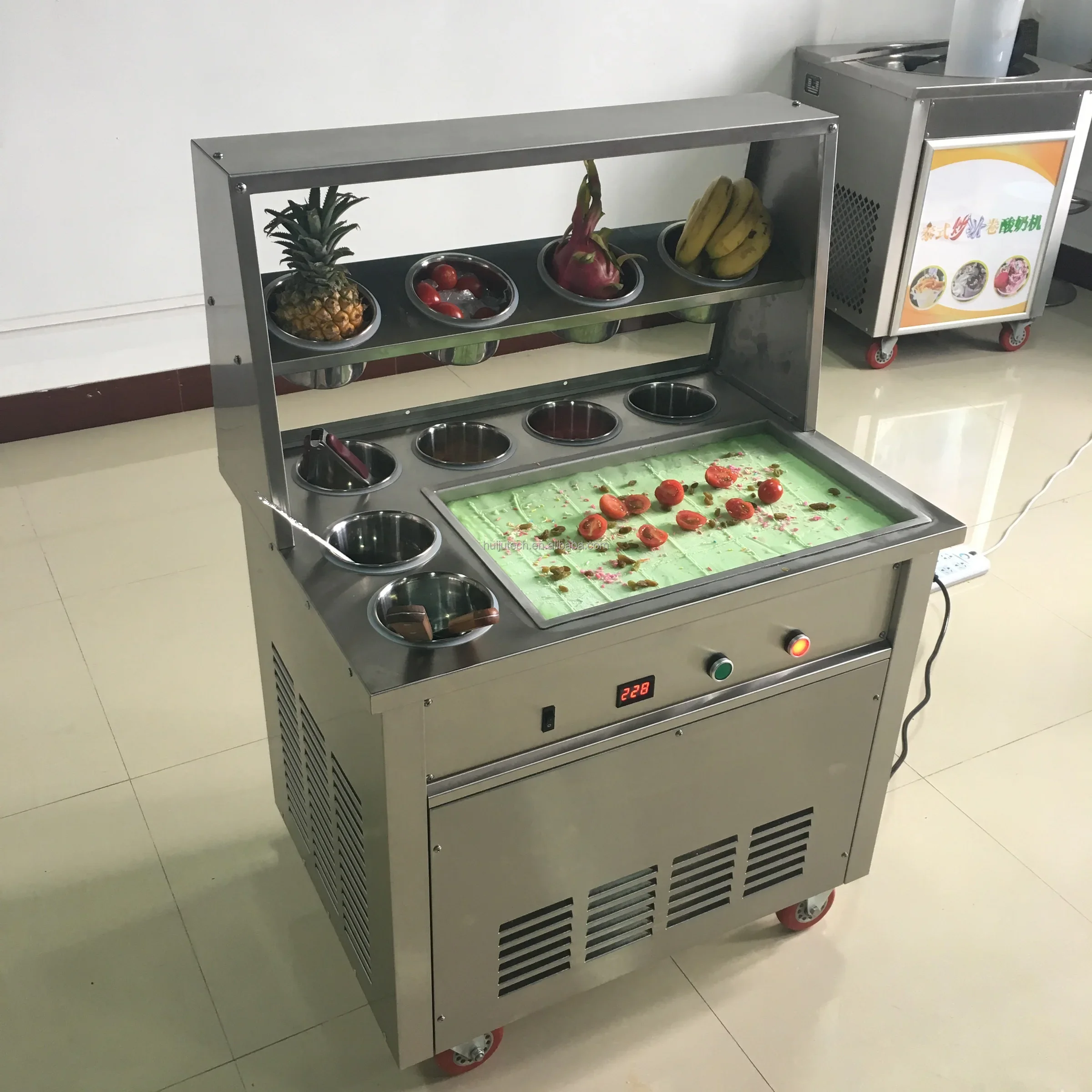 10 barrels of flat pan fried ice cream rolling machine priced HJ-A61 for sale