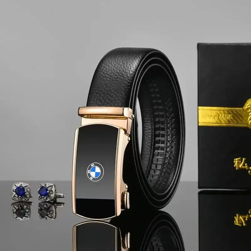 حزام سيارة BMW الفاخر للرجال من جلد البولي يوريثان بإبزيم دبوس BMW عالي الجودة من العلامة التجارية الشهيرة حزام الخصر للجينز مقاس كبير