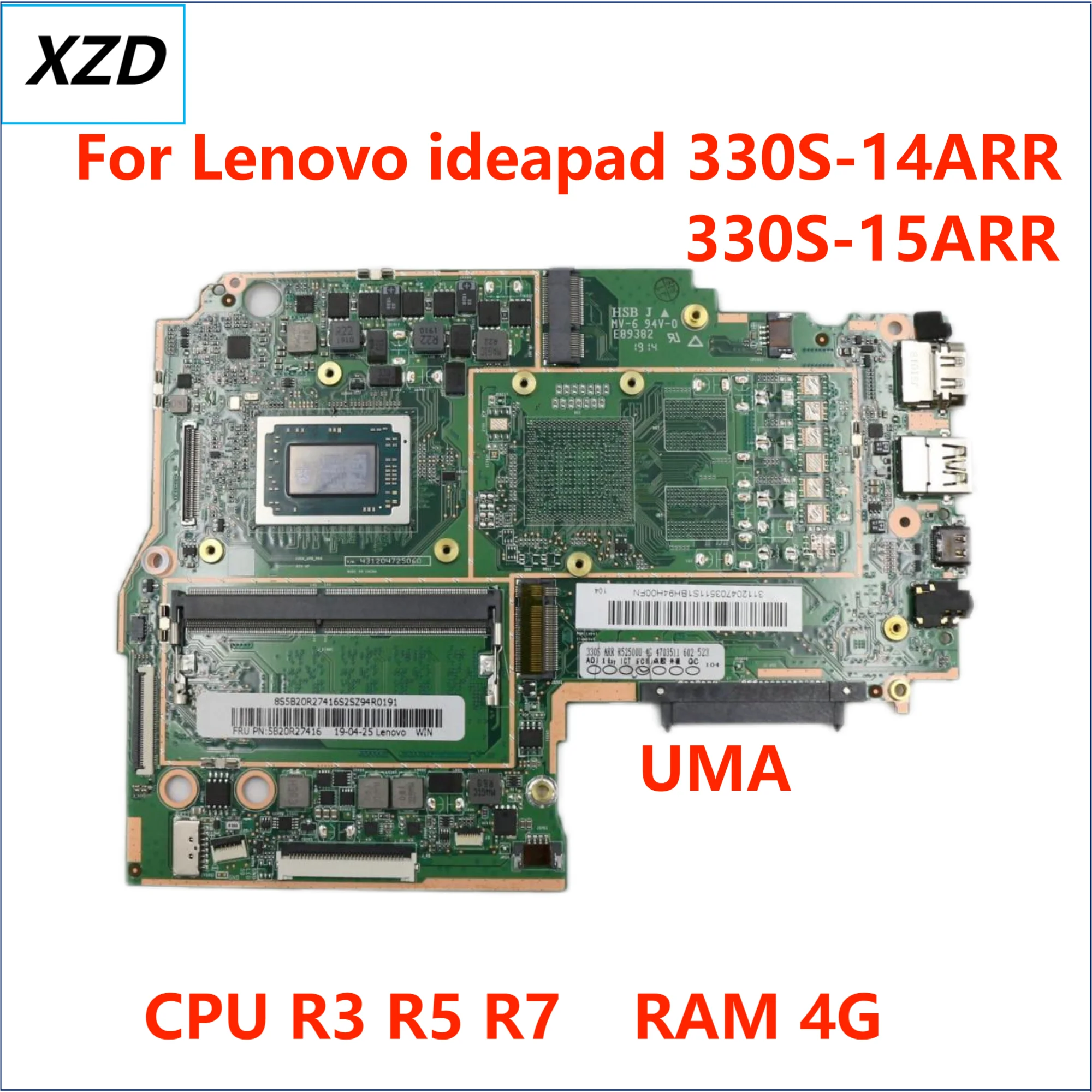 For Lenovo ideapad 330S-15ARR 330S-14ARR Laptop Motherboard Mainboard CPU:R3 R5 R7.RAM:4G UMA 100% test ok