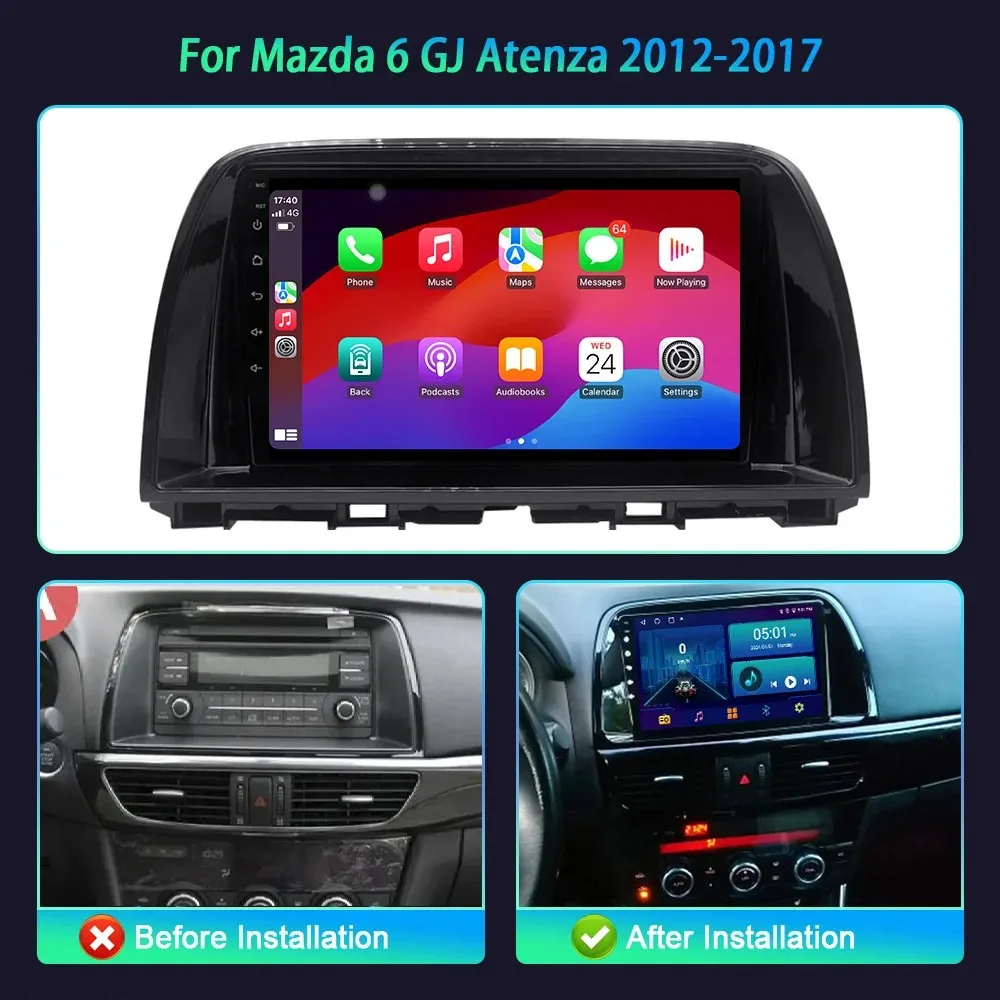 Android 14 For Mazda 6 GJ Atenza 2012-2017 Car Radio Multimedia Video Player Navigation GPS Auto Wireless Carplay Screen Stereo