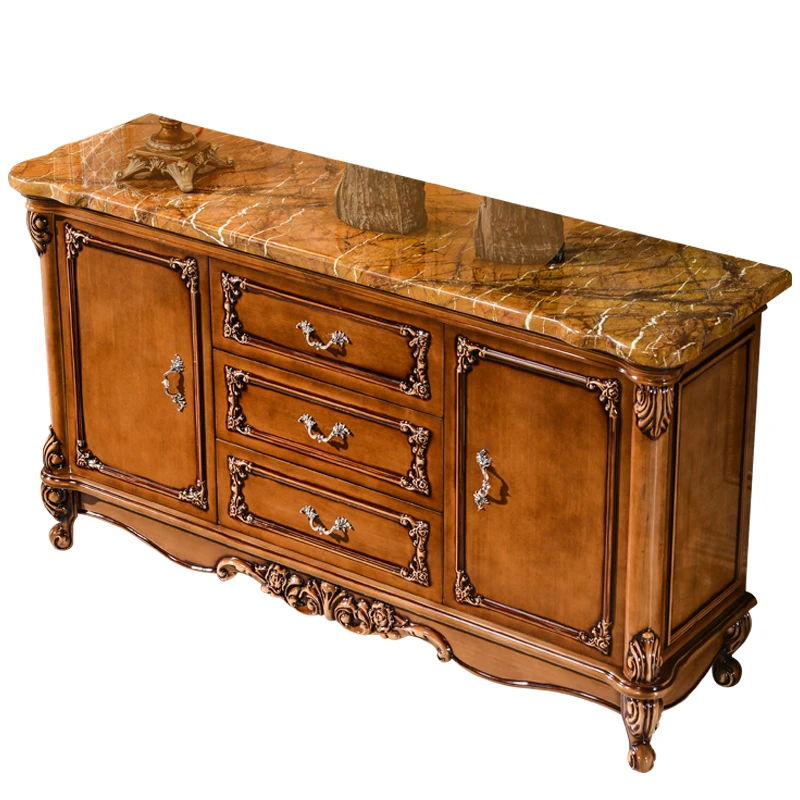 

European-style dining side cabinet American retro dining side solid wood entrance tea European-style storage cabinet