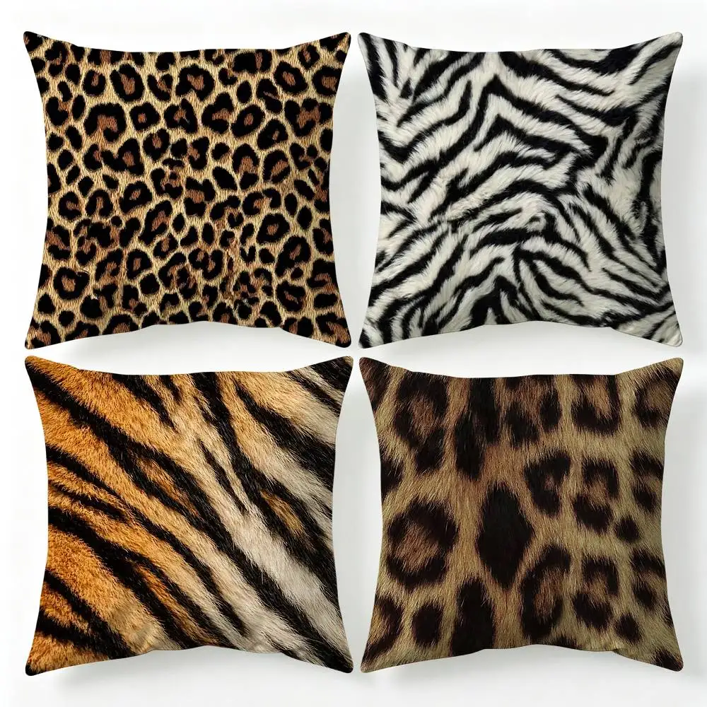 Fashion Animal Print Various Sizes Square Pillow Case For Car Home Bedchamber Decor
