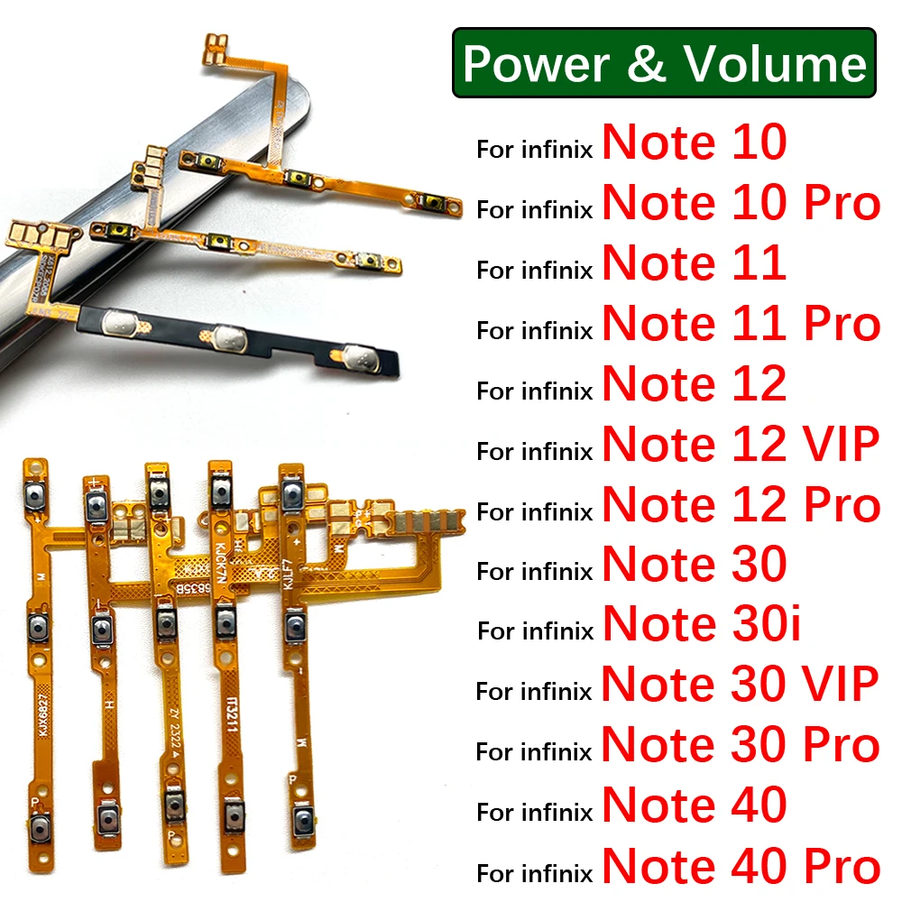 

Power Switch On/Off Button Volume Key Button Flex Cable For infinix Note 10 11 12 30 30i 40 Pro VIP 4G 5G X693 X695 X663