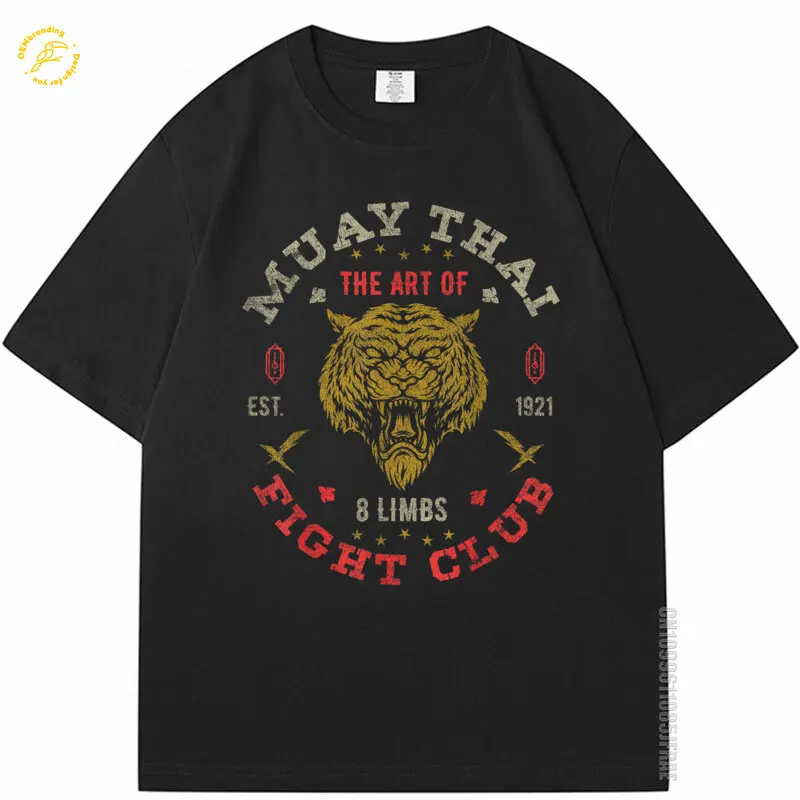 Muay Thai Fighter Vintage Tee Twin Tiger Art Of 8 Limbs 2025 Hot Men's Oversized T-Shirt Футболка Оверсайз Y2K Футболка