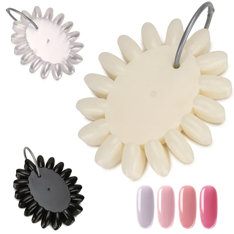 

10Pcs Oval False Nail Tips Color Card with Buckle Ring Clear Natural Art Polish Display Stand Practice Board Manicure Tool