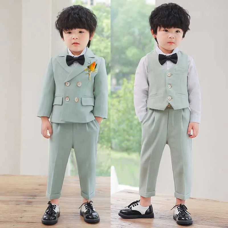 Gentleman Kids Photography Suit Boys Girls Formal Ceremony Costume Children Birthday Wedding Party Dress Performance Tuxedo Set