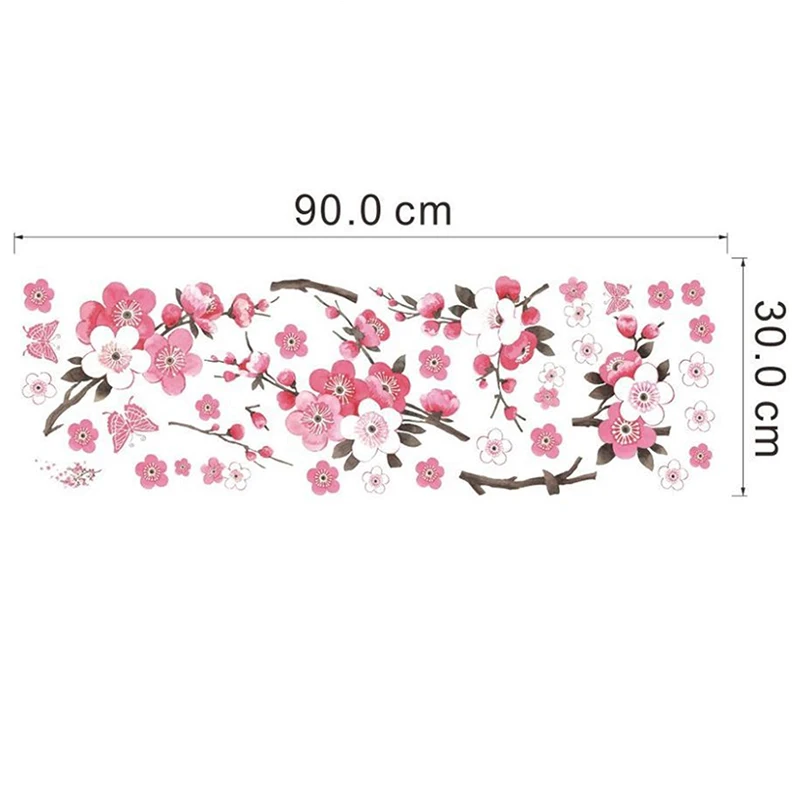 Beautiful Pink Sakura Flowers Wall Sticker For Living Room Bedroom Home Decorations Diy Plant Mural Art Pvc Wall Decal