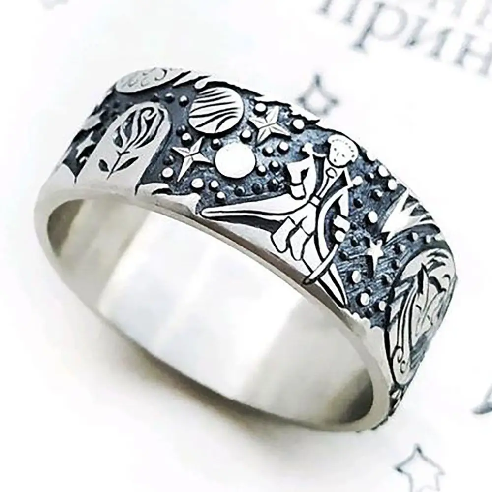 Hand Ornaments Men Women Little Prince Party Jewelry Accessories Carving Ring Vintage Trend Simple