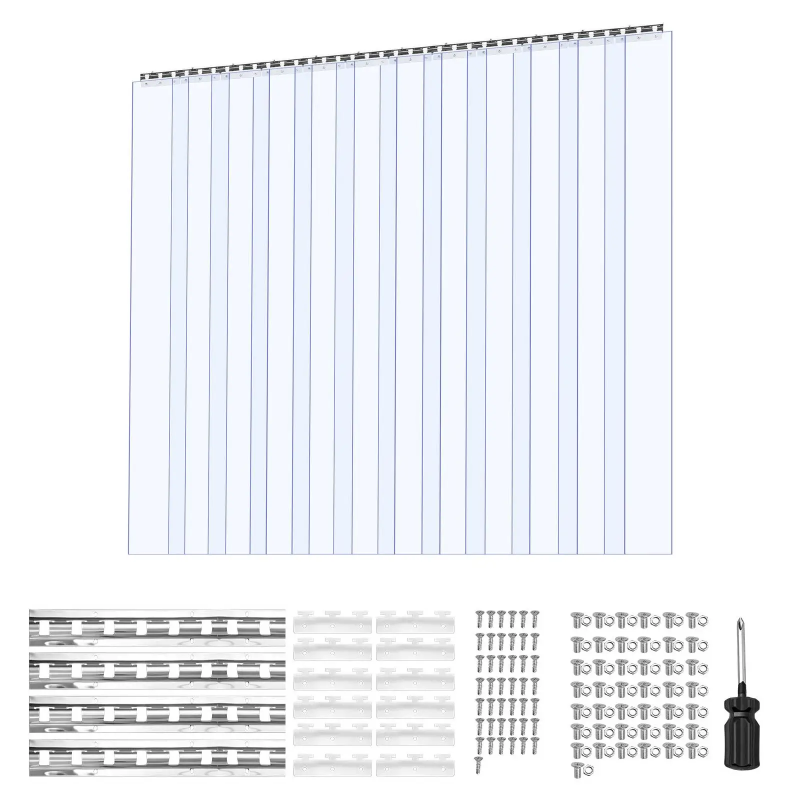 14 Piece Clear PVC Strip Curtain 96 x 84 Inch for Walk In Freezer Cooler for warehouse Garage Door Waterproof Smooth Plastic Strips 0.08 Inch Thick