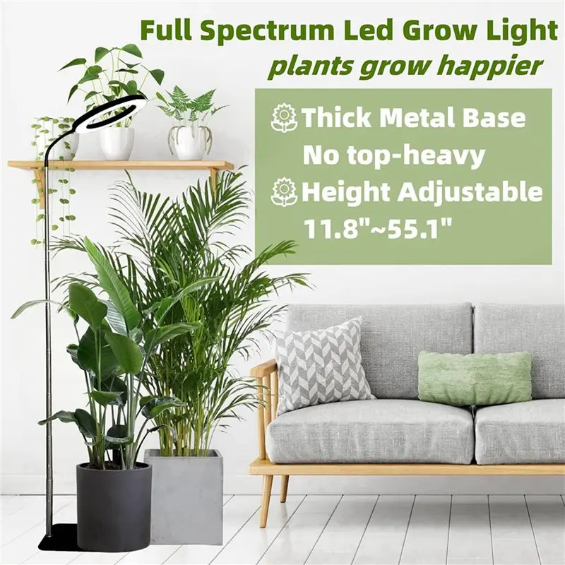ABLJ 2 stuks 160 mm volledig spectrum 72LED dimbare plantengroeilicht volledig spectrum plantlicht plant 3 dimbare modi timer,A